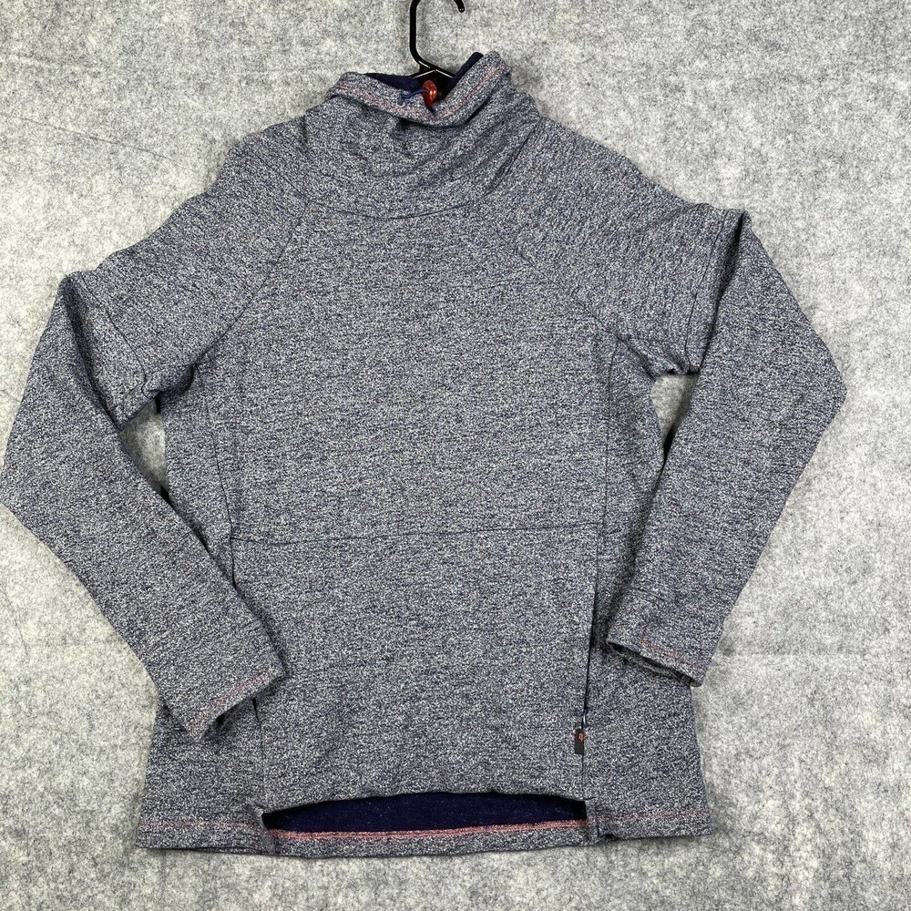 Betabrand Womens Cowl Neck Sweatshirt Kangaroo Pocket Blue Medium Cinch
